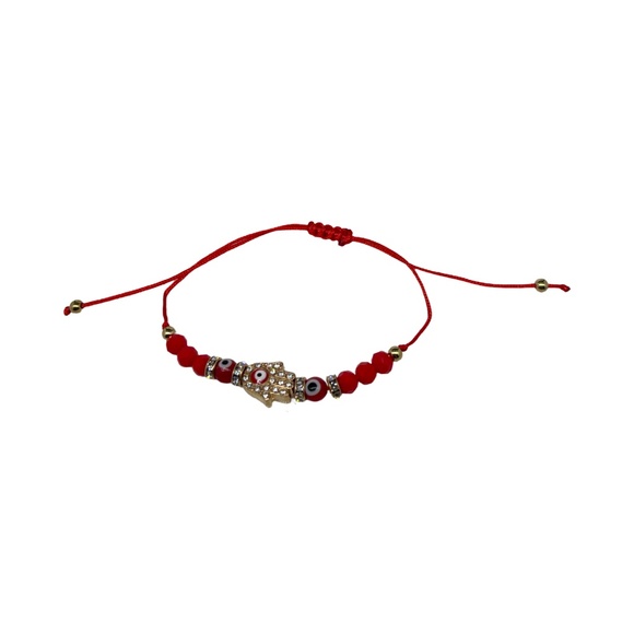 Evil Eye Hand of Fatima Beautiful RED Stringed Protection Bracelet - Picture 3 of 3